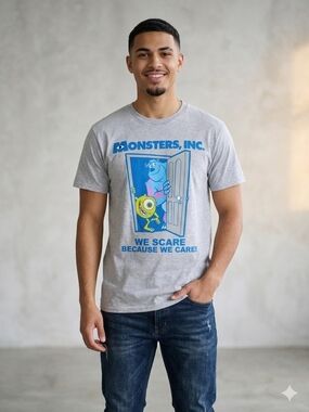 Monsters, Inc. Gray Graphic Tee - We Scare Because We Care